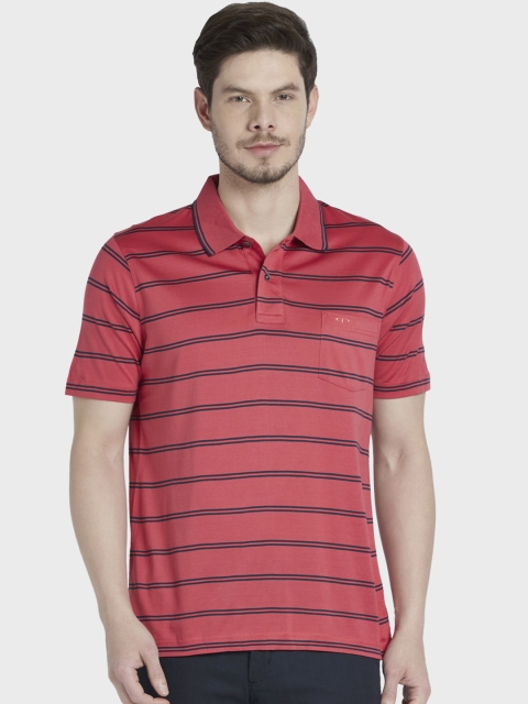 

ColorPlus Men Red Striped Polo Collar T-shirt