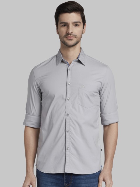 

Parx Men Grey Slim Fit Solid Casual Shirt