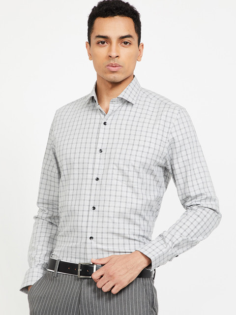 

CODE by Lifestyle Men Grey Slim Fit Checked Formal Shirt