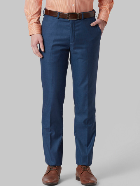 

Park Avenue Men Blue Regular Fit Solid Formal Trousers