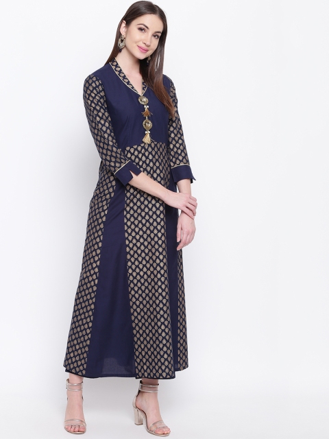 

Khushal K Women Blue Printed A-Line Kurta