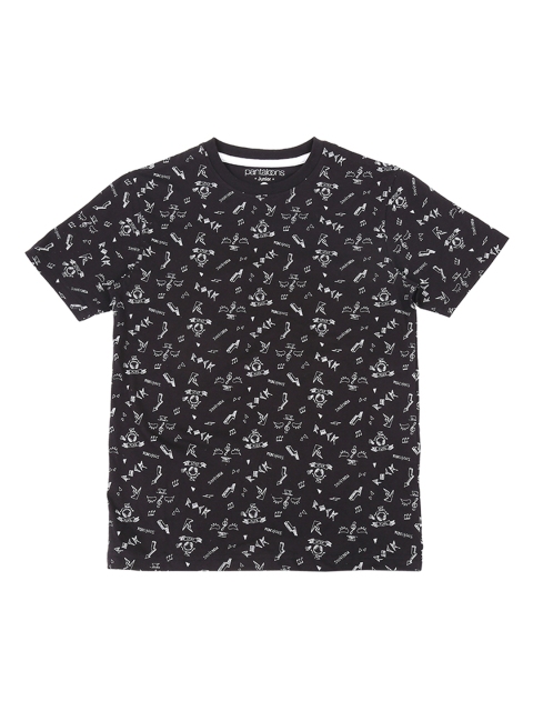 

Pantaloons Junior Boys Black White Printed Round Neck Pure Cotton T-shirt