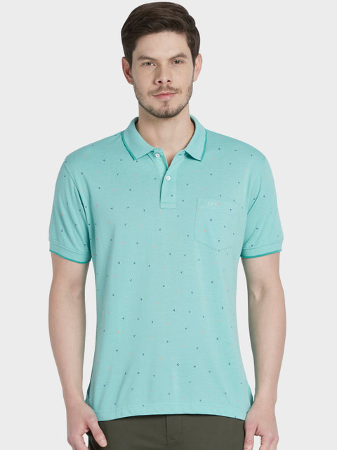 

ColorPlus Men Green Printed Polo Collar T-shirt