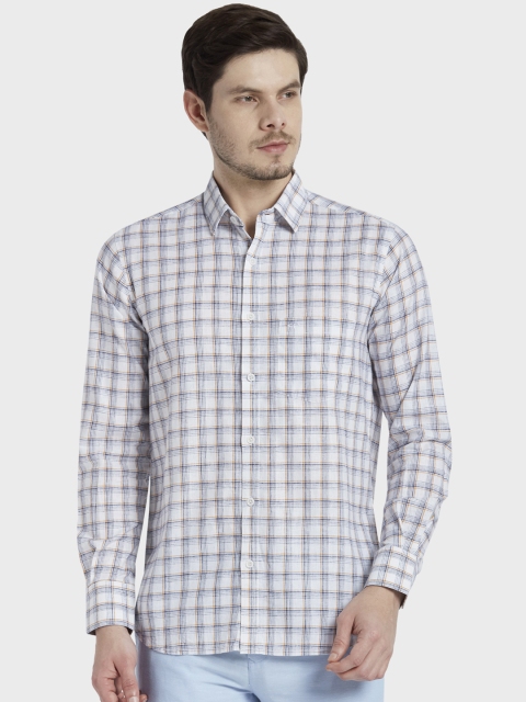 

ColorPlus Men Blue & White Tailored Fit Checked Casual Shirt