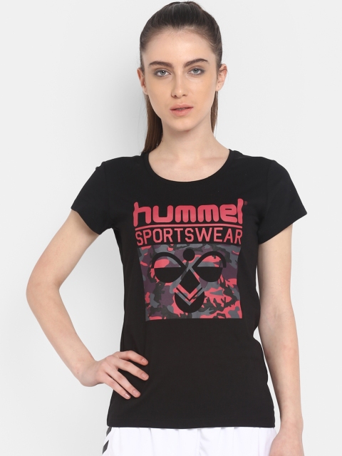

hummel Women Black Printed Round Neck T-shirt