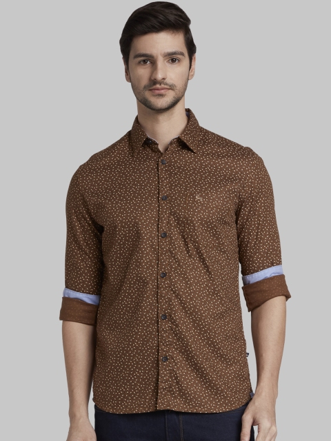 

Parx Men Brown & Beige Slim Fit Printed Formal Shirt