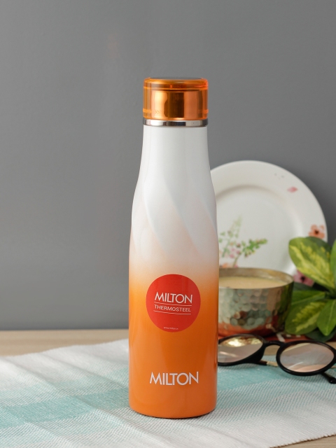 

Milton Unisex Orange & White Colourblocked Spiral-600 Thermosteel Hot & Cold Water Bottle 590 ml