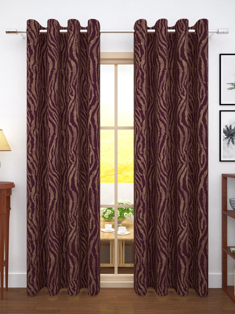 

Story@home Magenta & Brown Set of 2 Jacquard Textured Door Curtains