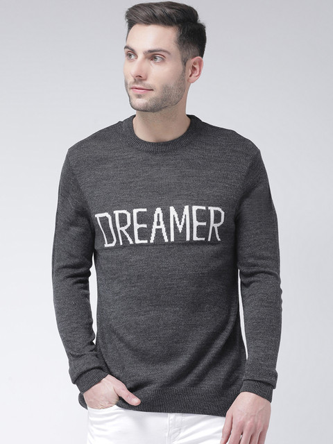 

Club York Men Charcoal Printed Pullover Sweater