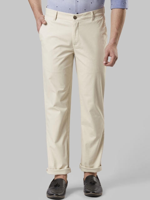 

Raymond Men Beige Slim Fit Solid Regular Trousers