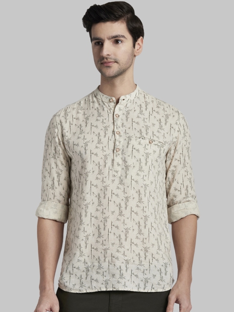 

Parx Men Beige Slim Fit Printed Casual Shirt