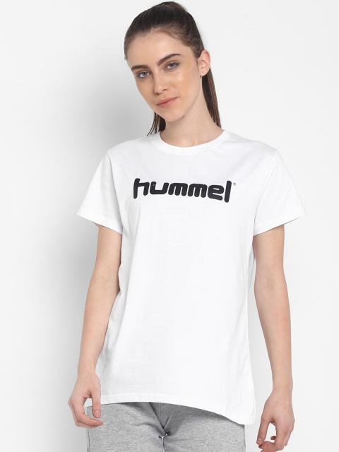 

hummel Women White Printed Round Neck T-shirt