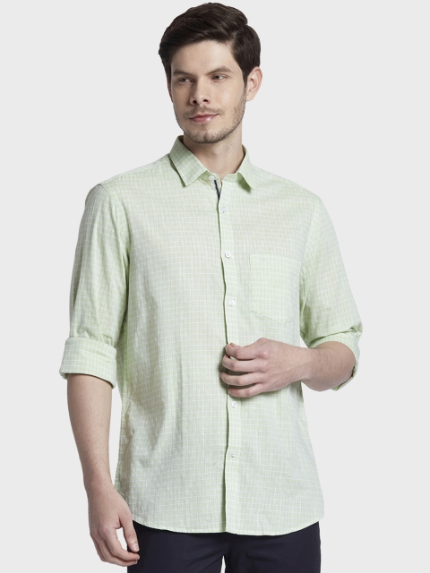 

ColorPlus Men Green Tailored Fit Checked Casual Shirt