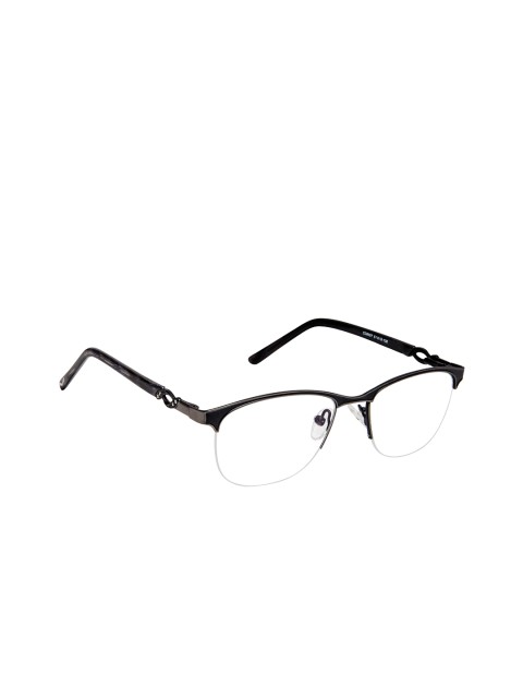 

Cardon Unisex Black Solid Half Rim Oval Frames