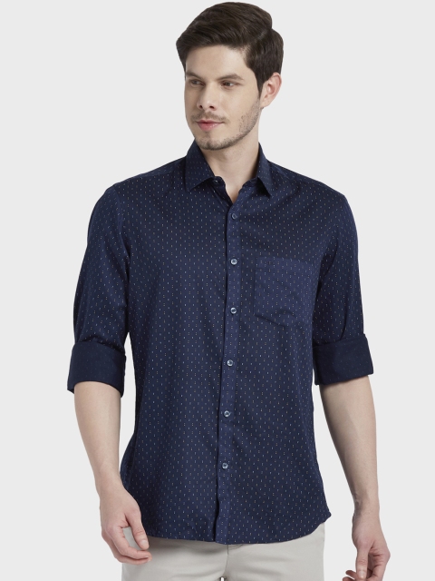 

ColorPlus Men Navy Blue Tailored Fit Printed Casual Shirt