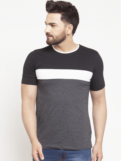 

Kalt Men Grey & White Colourblocked Round Neck T-shirt
