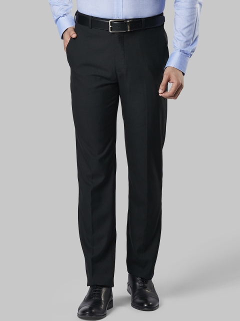 Raymond Men Black Regular Fit Solid Formal Trousers