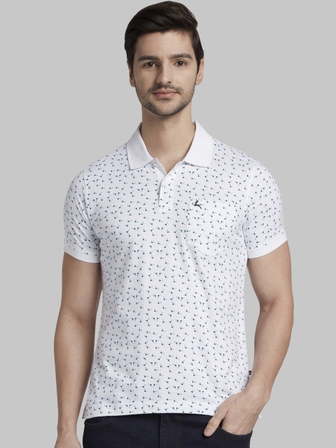 

Parx Men White Printed Polo Collar T-shirt