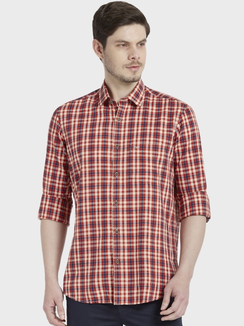 

ColorPlus Men Red & Beige Tailored Fit Checked Casual Shirt