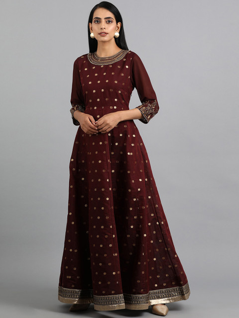 

WISHFUL Women Brown Embellished Anarkali Kurta
