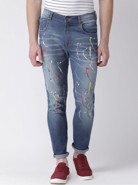 

REALM Men Blue Skinny Fit Mid-Rise Low Distress Jeans