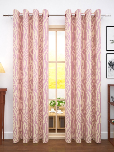 

Story@home Pink & Grey Set of 2 Door Curtains