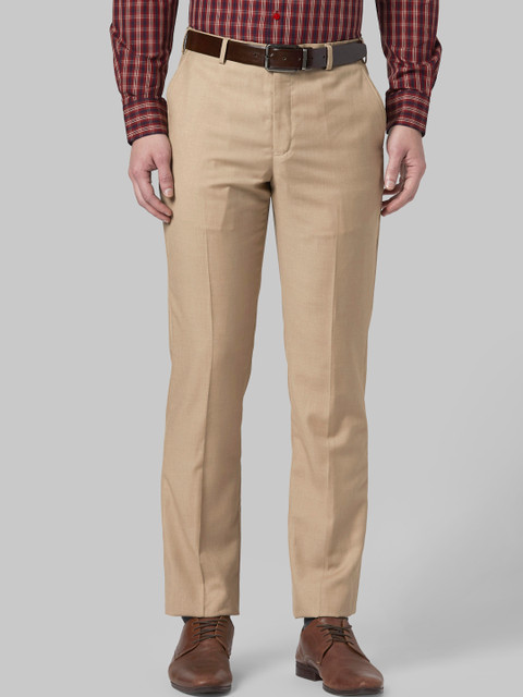 

Park Avenue Men Khaki Brown Regular Fit Solid Regular Trousers