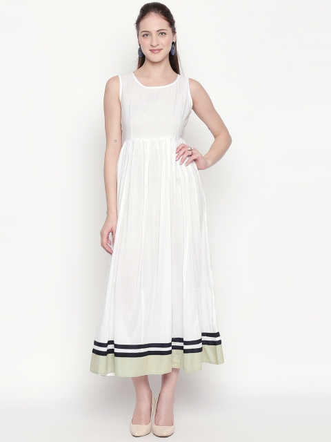 

ZRI Women White Solid Layered Maxi Dress