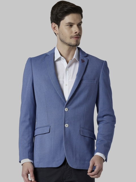 

Park Avenue Men Blue Solid Single-Breasted Blazer