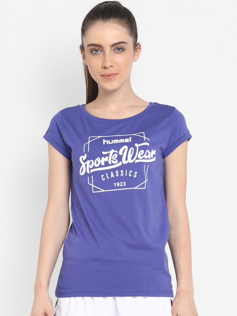 

hummel Women Purple Printed Round Neck T-shirt