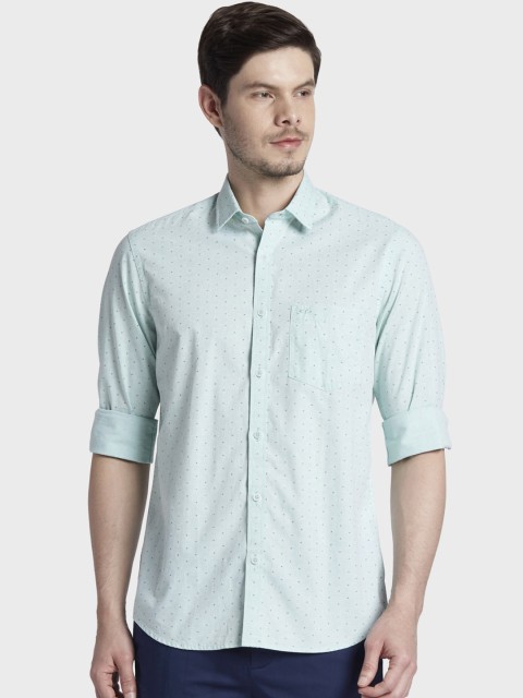 

ColorPlus Men Green Tailored Fit Printed Casual Shirt