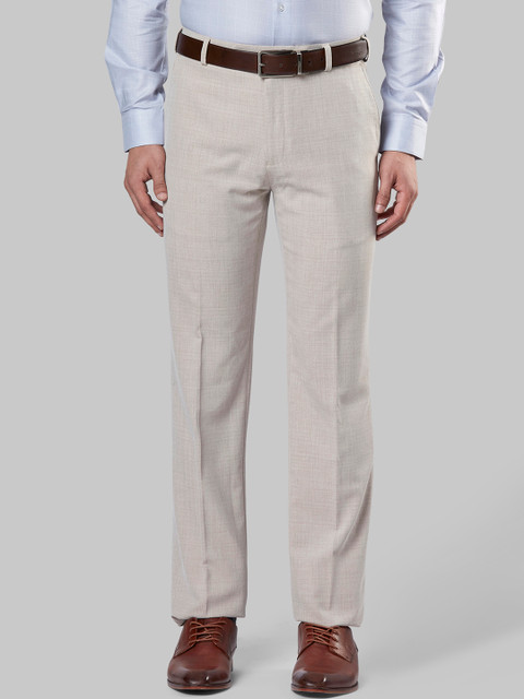 

Raymond Men Beige Regular Fit Solid Formal Trousers