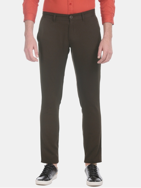

Ruggers Men Brown Tapered Fit Self Design Regular Trousers