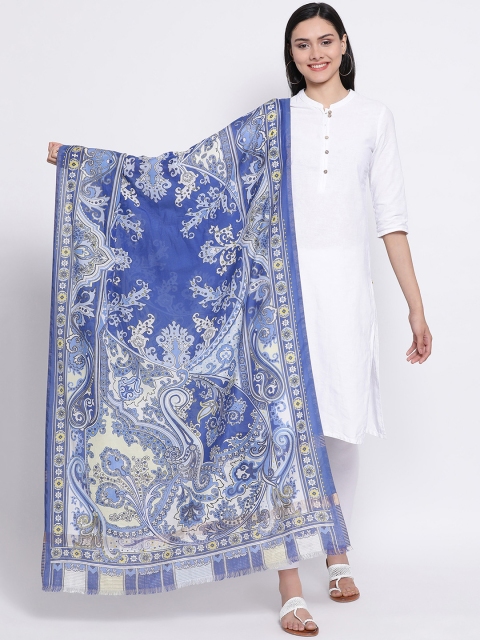 

SHINGORA Blue & Off-White Printed Antimicrobial Dupatta