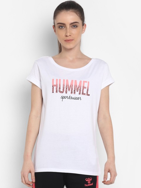 

hummel Women White Printed Round Neck T-shirt
