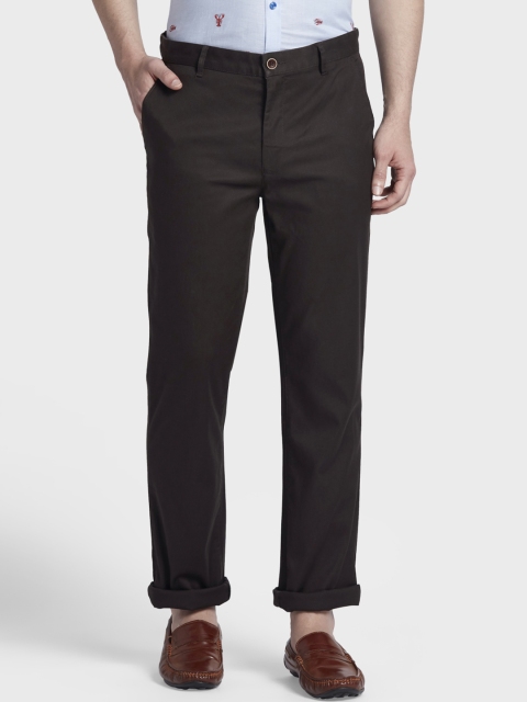 

ColorPlus Men Brown Tapered Fit Solid Regular Trousers