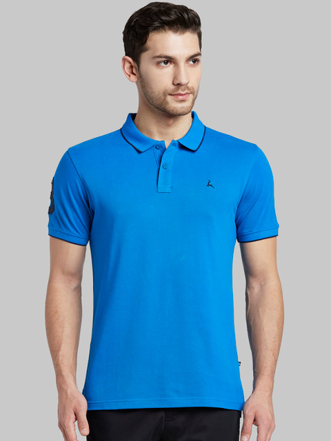 

Parx Men Blue Solid Polo Collar T-shirt
