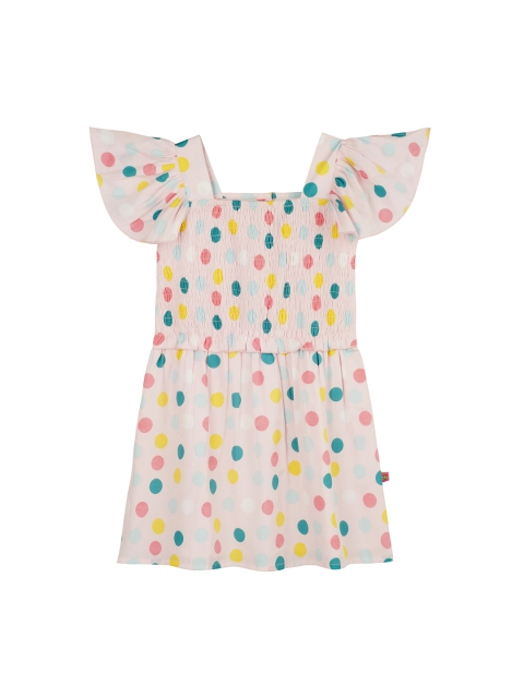

Budding Bees Girls Pink Polka Dots Printed Fit and Flare Dress