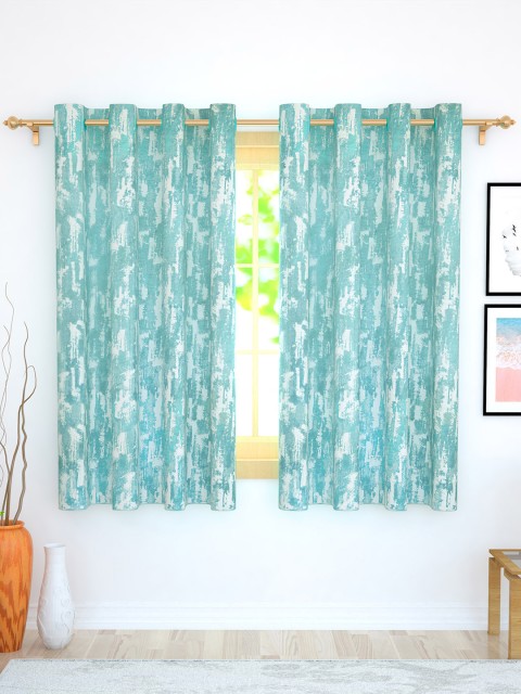 

Story@home Turquoise Blue & White Set of 2 Jacquard Textured Window Curtains