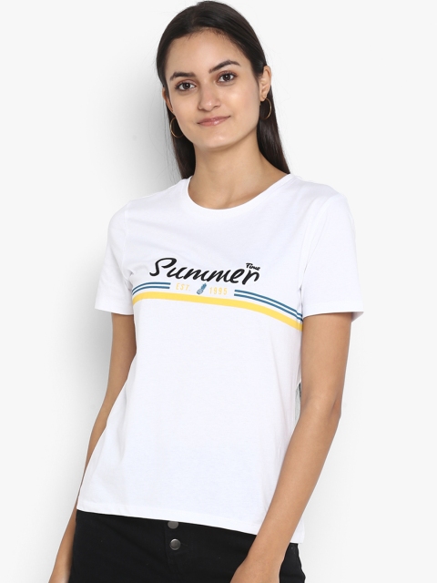 

Mode by Red Tape Women White Printed Round Neck T-shirt