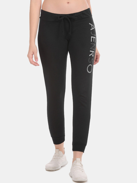 

Aeropostale Women Black Solid Mid-Rise Joggers