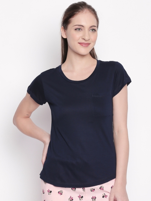 

Dreamz by Pantaloons Women Navy Blue Solid Lounge tshirt