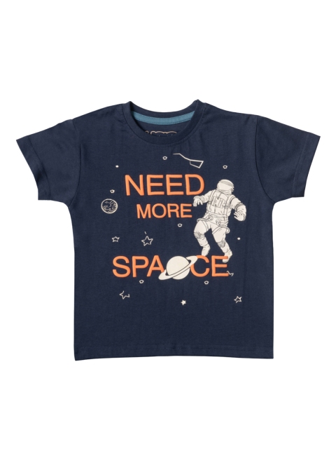 

Kid Studio Boys Navy Blue & Yellow Printed Round Neck T-shirt