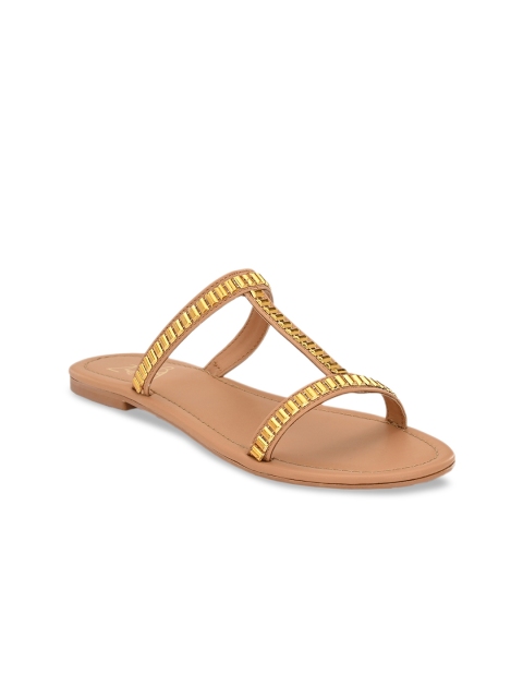 

Zebba Women Beige Embellished Open Toe Flats