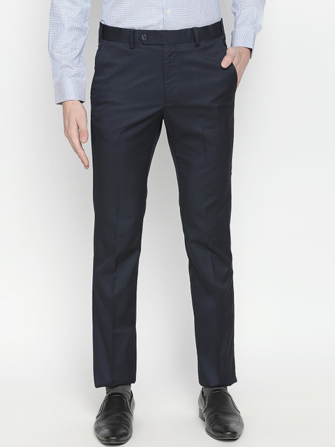 

RICHARD PARKER by Pantaloons Men Navy Blue Slim Fit Solid Formal Trousers