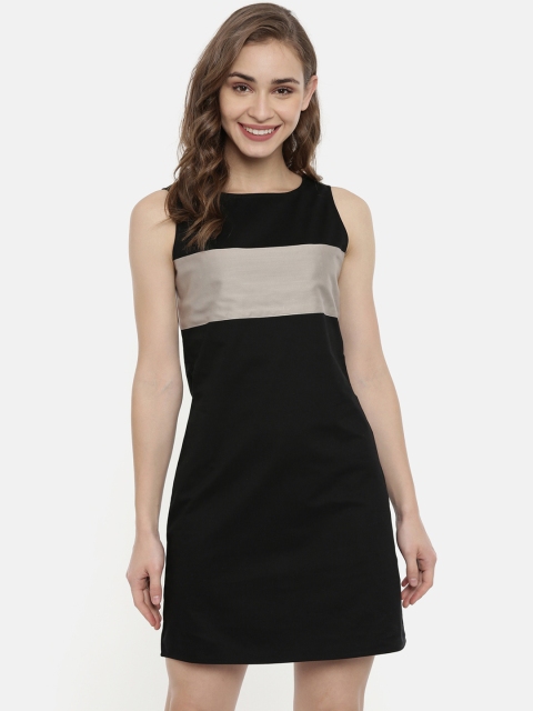 

IDK Women Black & Grey Colourblocked Sheath Dress