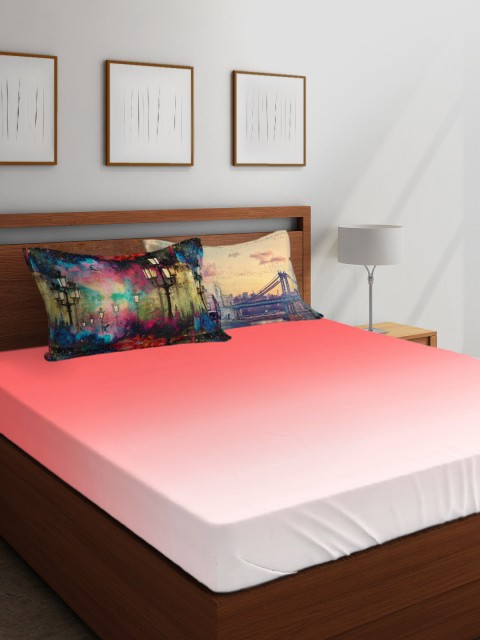 

Boutique Living India Peach-Coloured Abstract 300 TC Cotton 1 King Bedsheet with 2 Pillow Covers