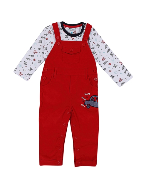 

Pantaloons Baby Boys Red & White Printed T-shirt with Dungaree