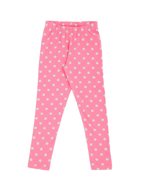 Pantaloons Junior Girls Pink & White Printed Ankle-Length Leggings