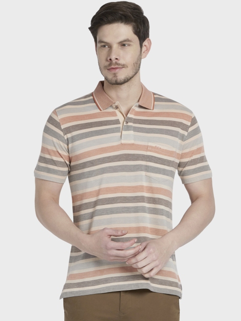 

ColorPlus Men Brown Striped Polo Collar T-shirt
